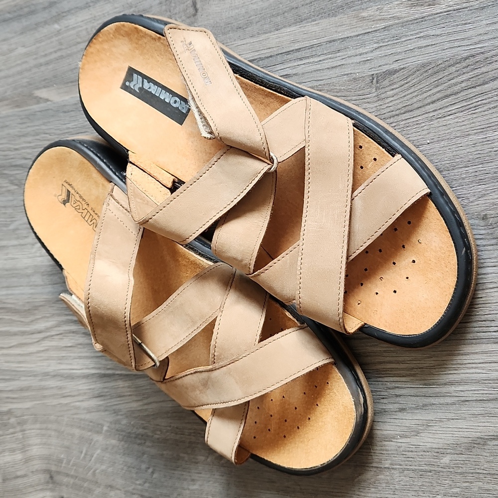 Romika beige nubuck suede slide sandals, size 41
